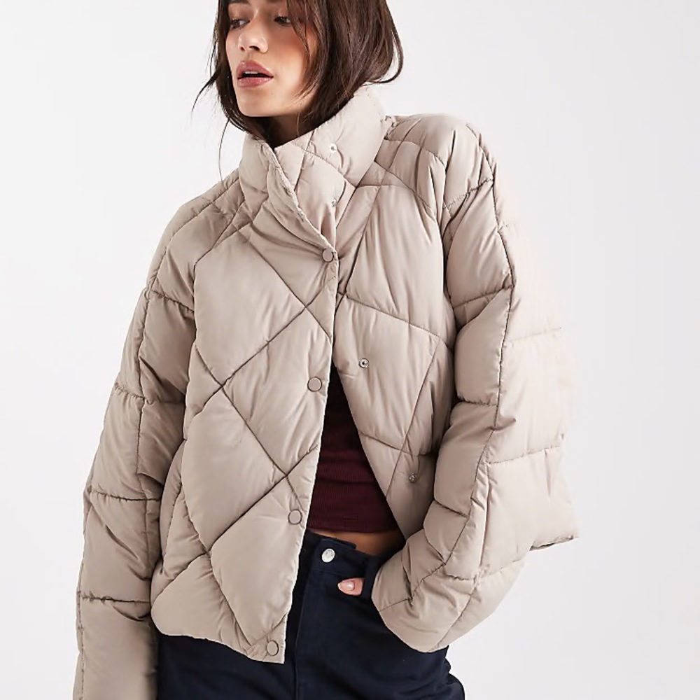 Miss Selfridge Light Taupe Quilted Puffer Jacket - Women